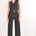 Γιλέκο και ελαστικό παντελόνι μαύρο