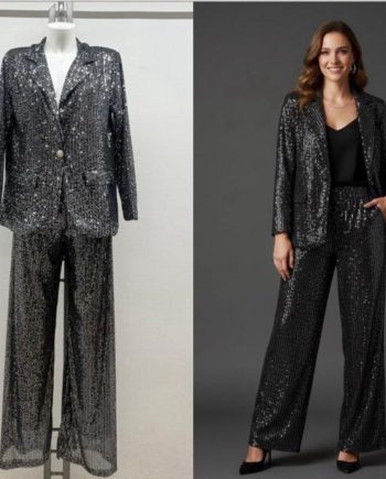 Premium Παντελόνι με Ασημένια Παγιέτα & Λάστιχο στη Μέση