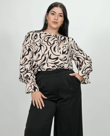 Μπλούζα Plus Size  Graphic Print  και ανοιχτή πλάτη και φιόγκο
