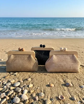 Τσάντα ψάθινη (clutch) με μαγνήτη